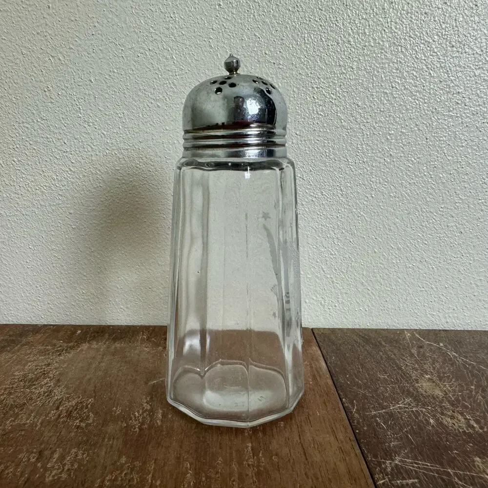 Wood Brothers England Clear Glass Jar‎ Liberty Eagle SINGLE salt pepper shaker